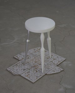 One Silver Legged Stool [White]