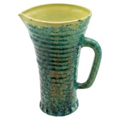 Poterie d'Accolay Emerald Green Ceramic Pitcher Vase, 28cm