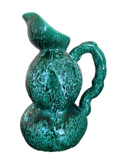 Jarra de Ray Camart «Vallauris» en verde esmeralda con doble cuenco, 27 cm