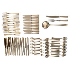 Ercuis Rare 63-Piece Art Deco Silver-Plate Flatware Service, Model “Neptune"