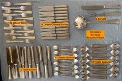 Ercuis Rare 63-Piece Art Deco Silver-Plate Flatware Service, Model “Neptune"