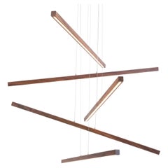 Cascade Wooden Linear Chandelier, Modern Minimalist LED Lighting, Natural Wood