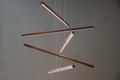 Cascade Wooden Linear Chandelier, Modern Minimalist LED Lighting, Natural Wood
