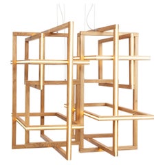 Cube Large Abstract Wooden, Loft Foyer Large Modern Big Lighting Fixture
