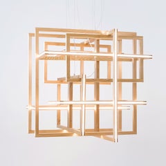 Cube Large Abstract Wooden, Loft Foyer Large Modern Big Lighting Fixture