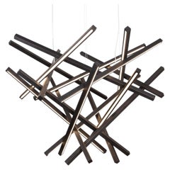 Diamond Shape Wooden Chandelier – Large Modern LED Pendant Light