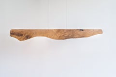 Oak Live Edge Chandelier, Japandi Wabi Sabi Linear Pendant Light, Organic Modern