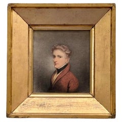 19th Century Miniature Portrait of Russ Gordon Gibson by Irish Artist Adam Buck
