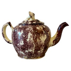 18th Century Whieldon Glazed Tea Pot With a Mushroom Lid