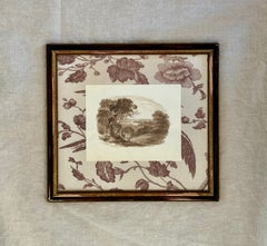 Mid-19th Century Signed English Sepia Landscape with Figures