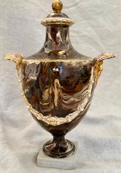Antique Wedgwood Urn Form Vase, Agate Ware, Bacchus Handles, 1790
