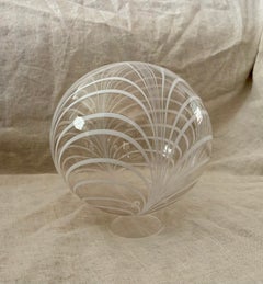 19th Century Nailsea Glass Witch Ball with a White Swirl Pattern