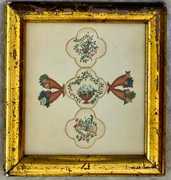 19th Century Folk Art or Neoclassical Theorem Painting in Gouache or Watercolor