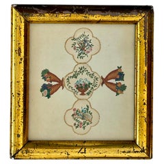 19th Century Folk Art or Neoclassical Theorem Painting in Gouache or Watercolor