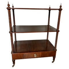 Mueble decorativo o estantería de la época Regencia, de palisandro, con patas con forma de espiral