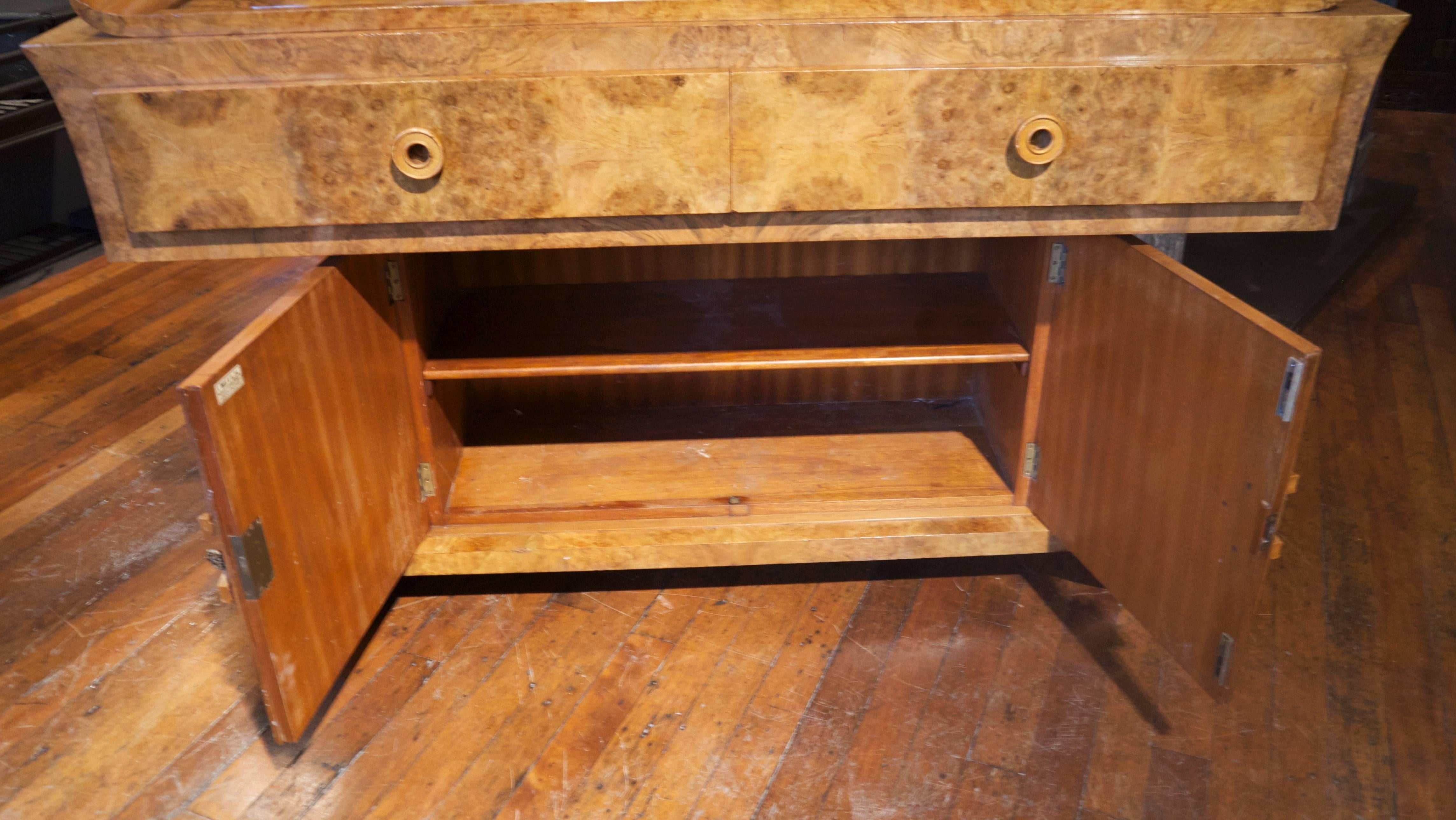 A lovely Art Deco walnut console table. Designed by Ray Hille and built by Sam Hille.