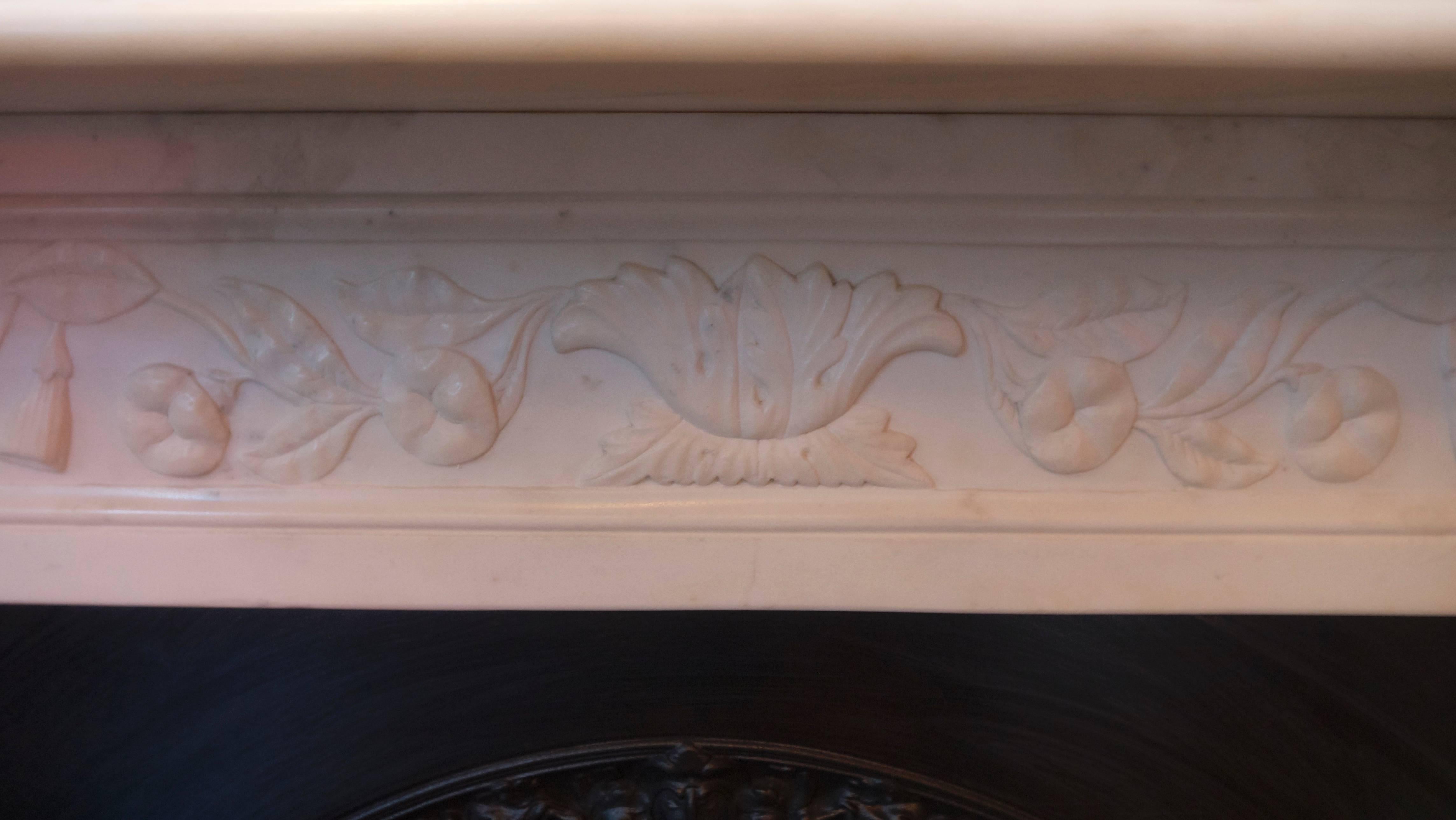 19th Century antique Victorian Carved Statuary White Marble Corbel fireplace For Sale 3