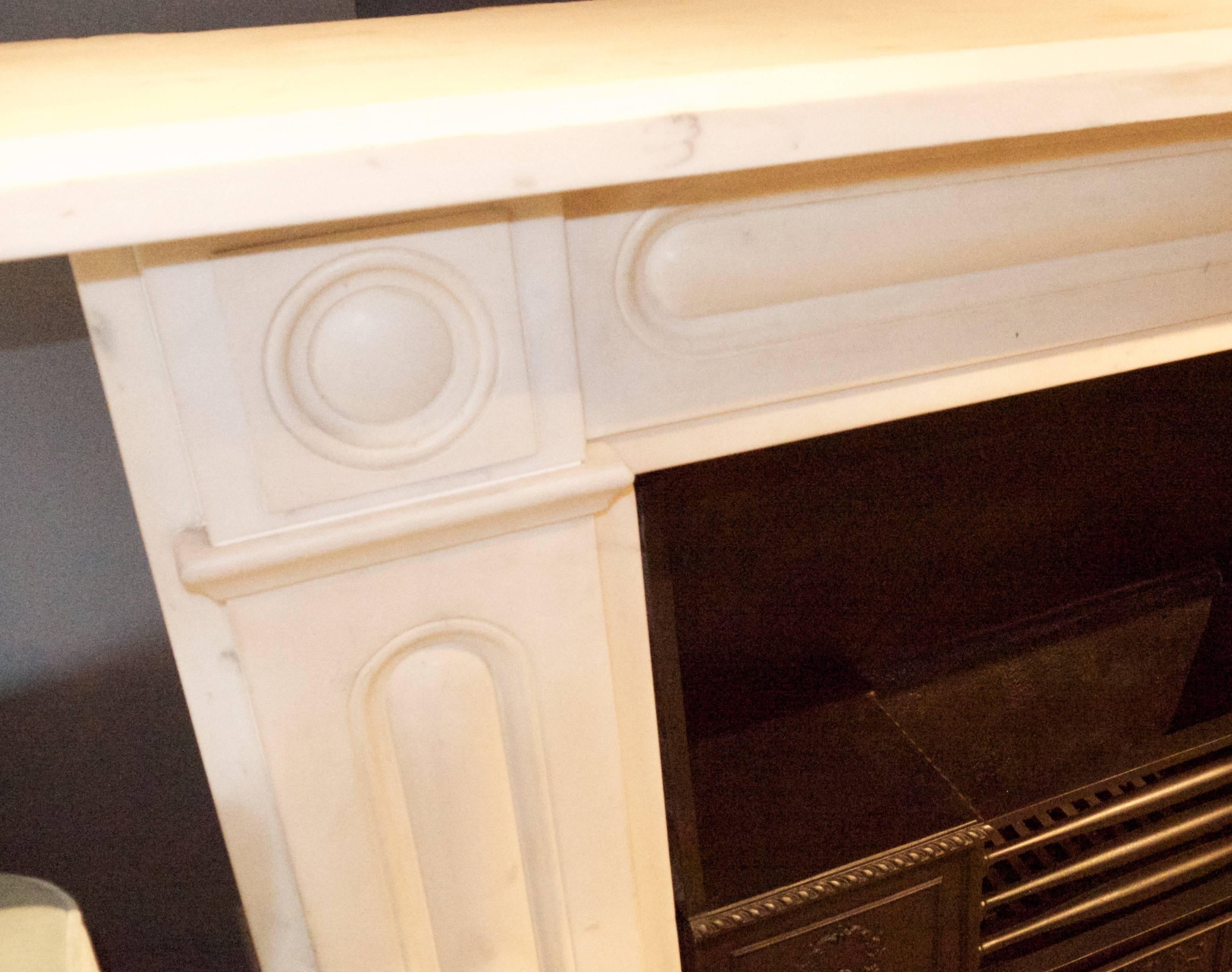 19th Century Antique Large Statuary White Marble Bull's-Eye fireplace For Sale