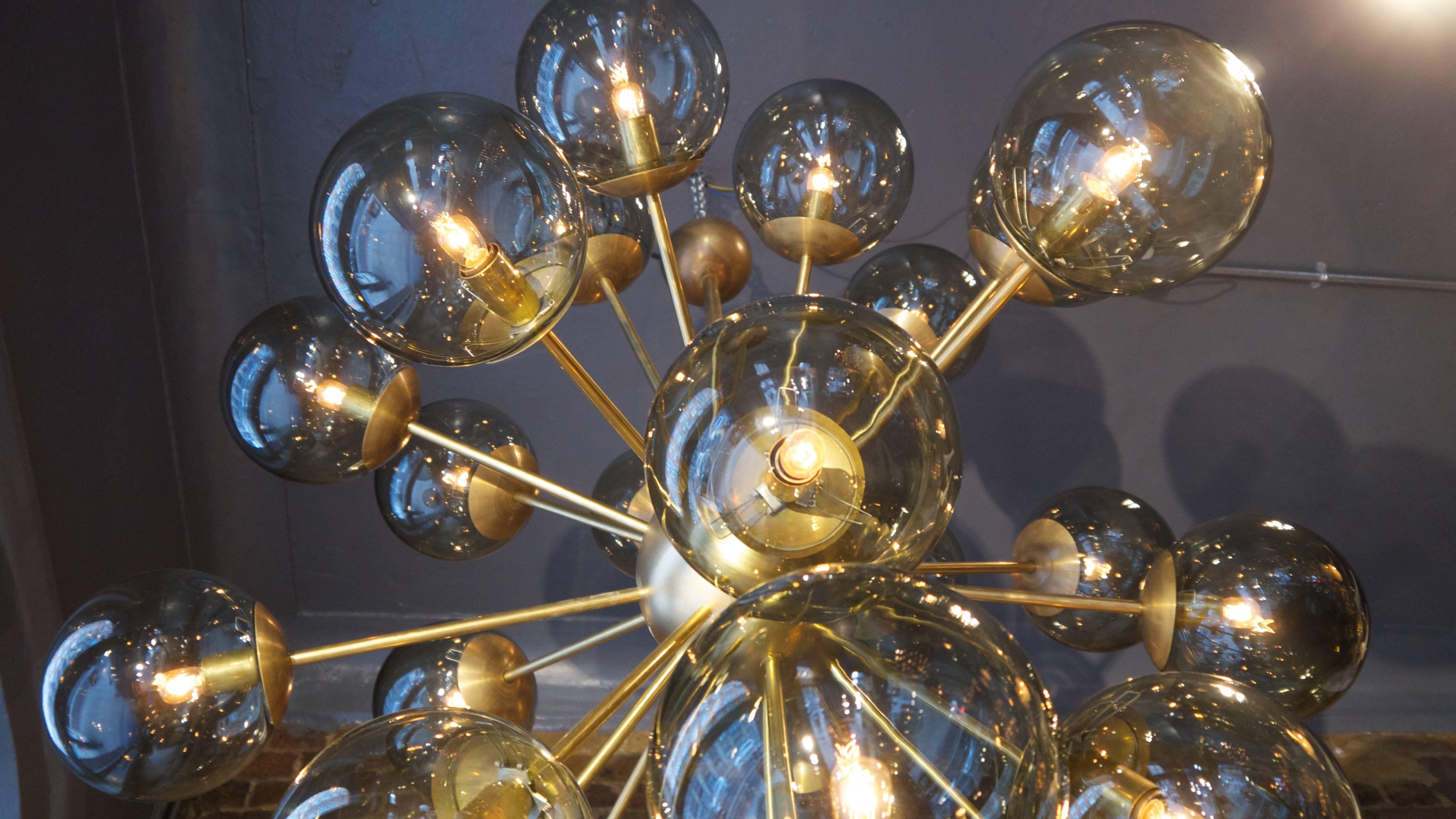 Contemporary Very Large Murano Chandelier with Smoke Grey Sphere Glass