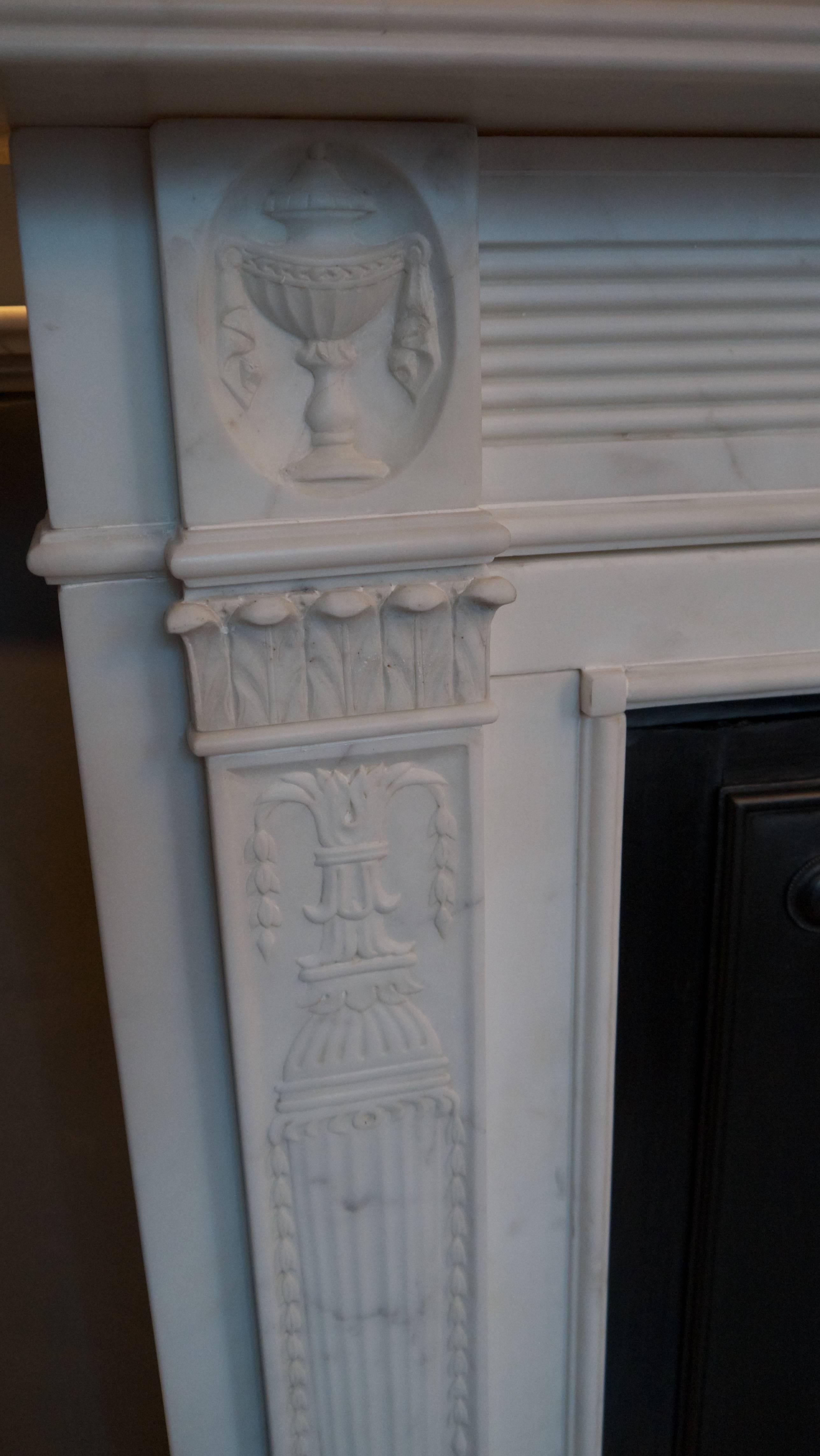 Irish antique Georgian Statuary White Marble Fireplace mantel piece 5