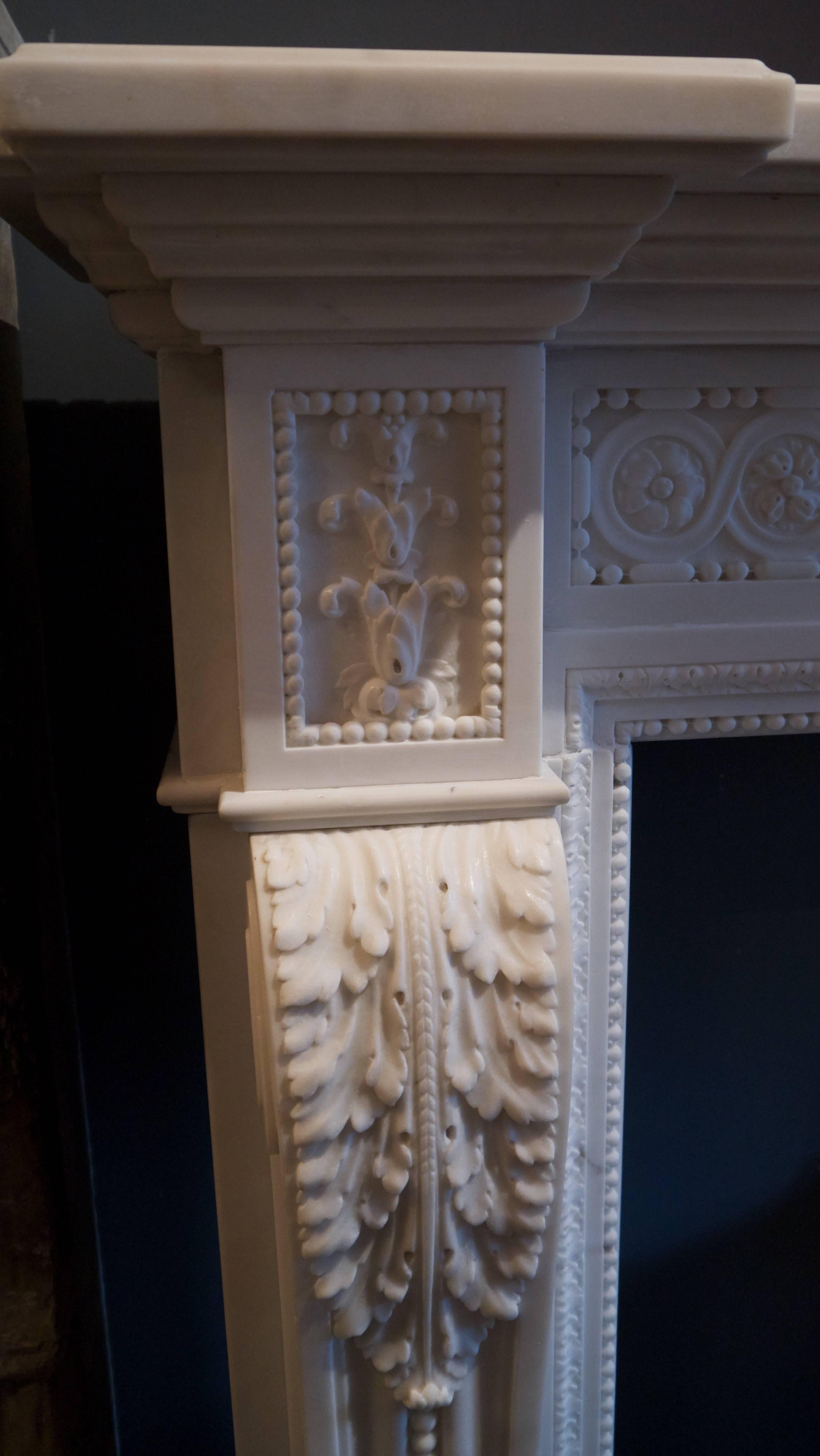 Very Impressive Heavily Carved Louis XVI Marble Surround 4