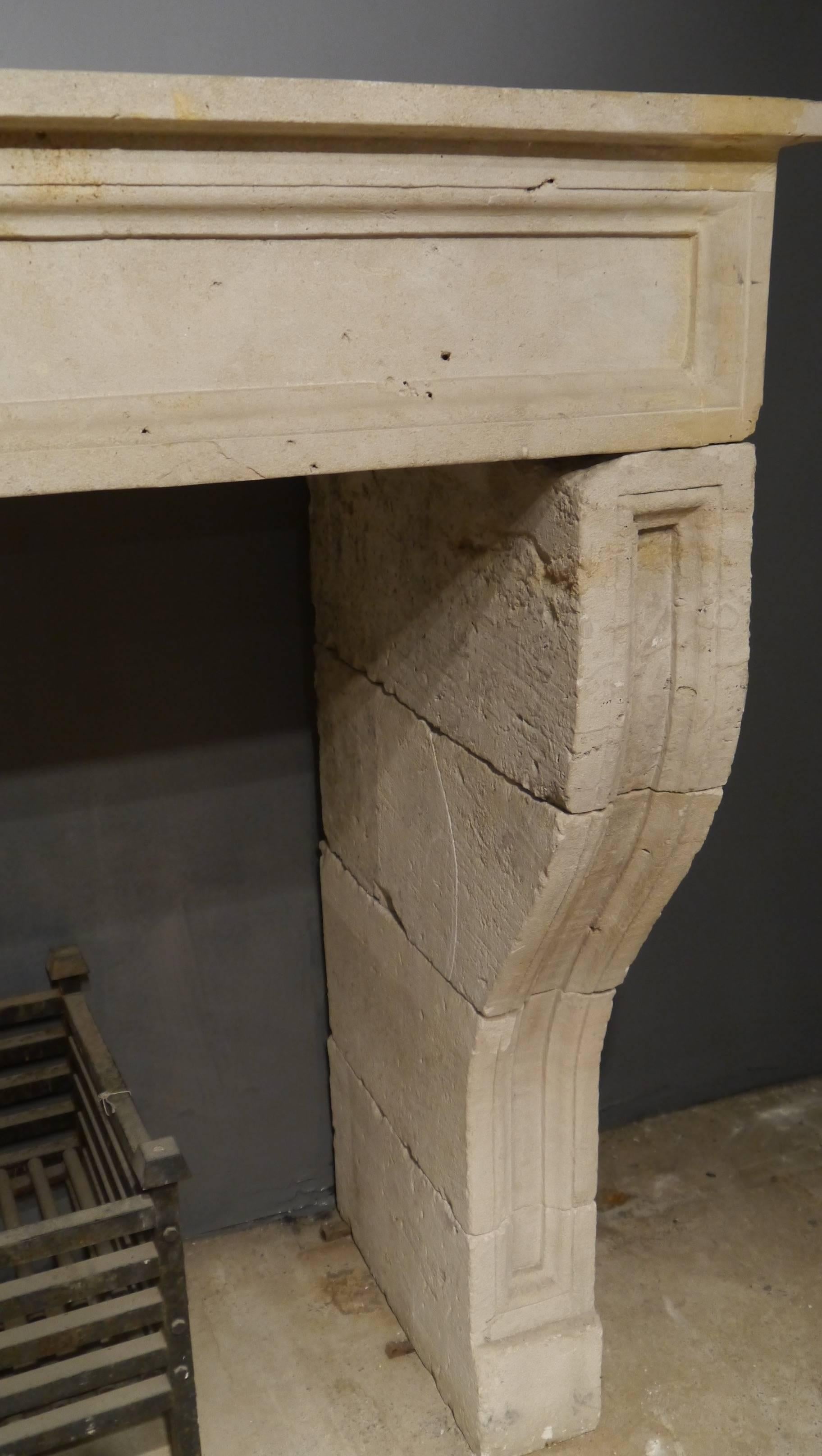 French 19th Century antique Large Stone Fireplace mantelpiece For Sale 2