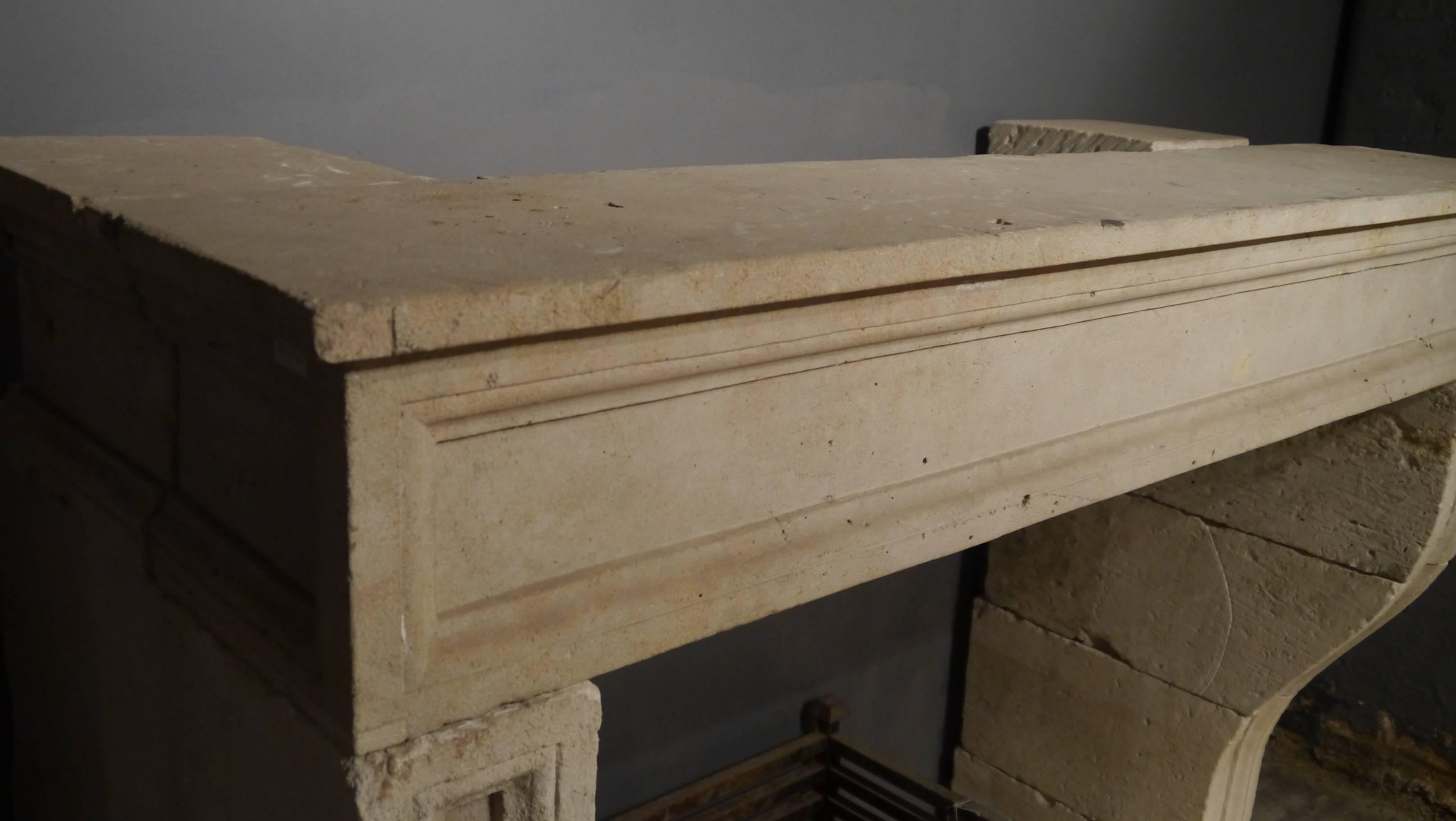 French 19th Century antique Large Stone Fireplace mantelpiece For Sale 3