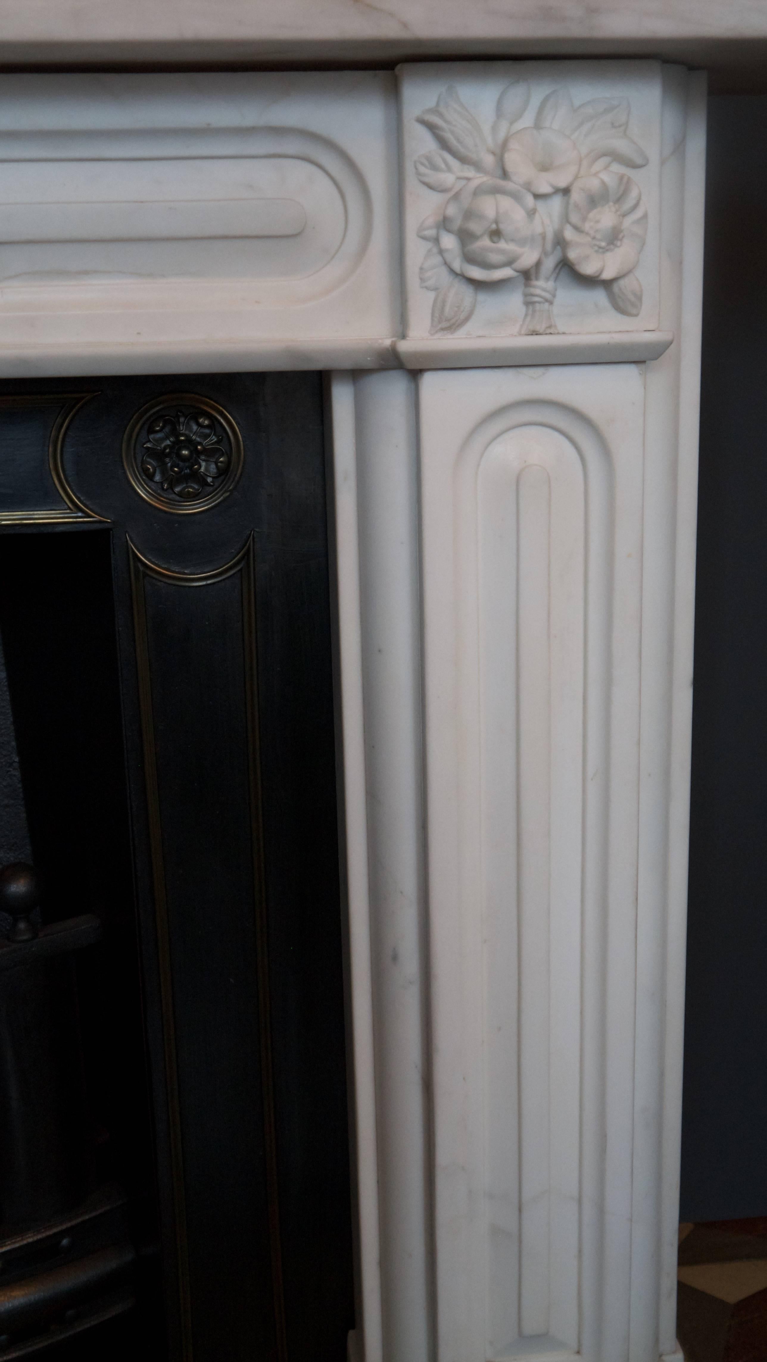 Early 19th Century Antique Regency Statuary White Marble Fireplace For Sale