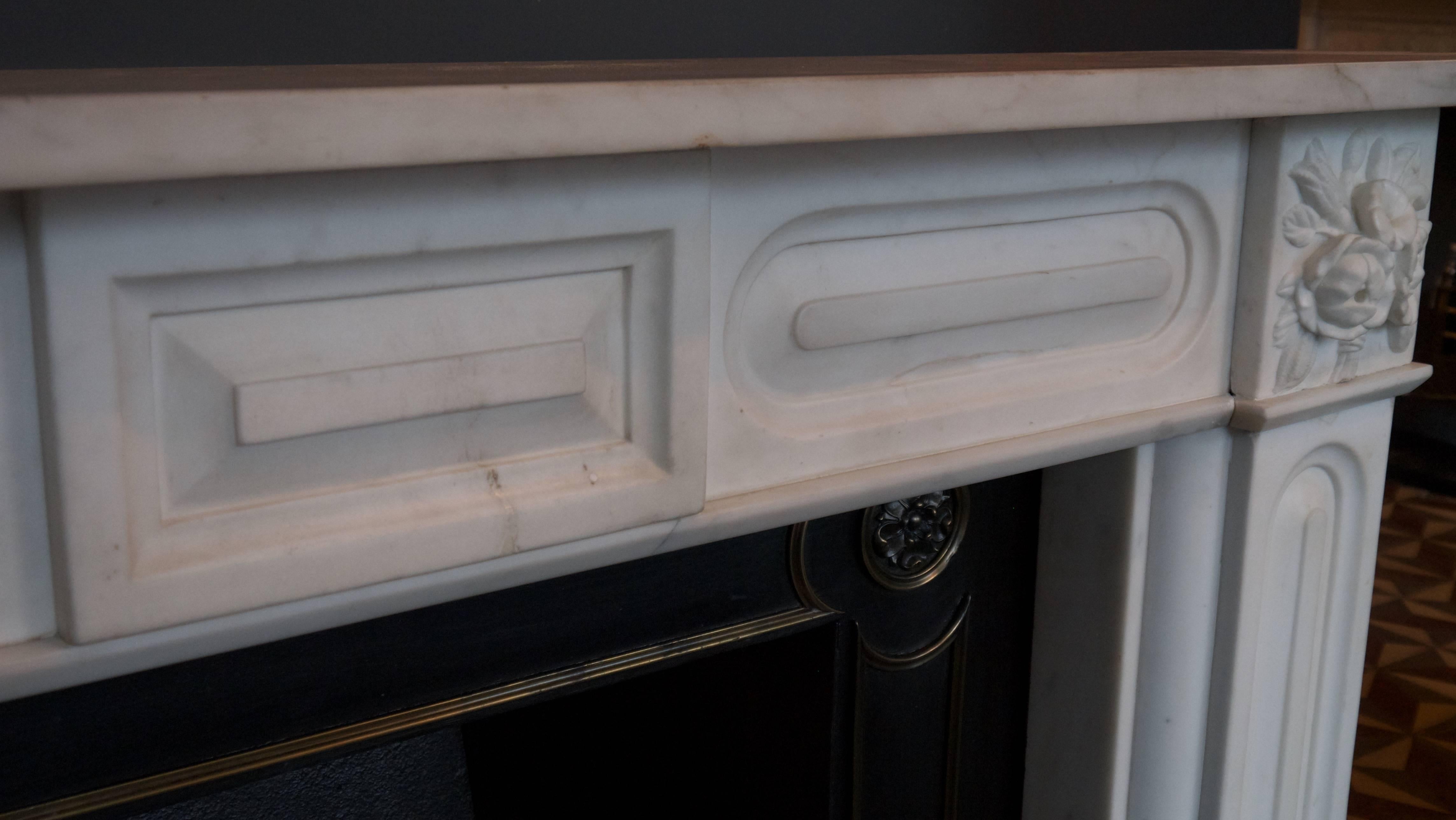 Antique Regency Statuary White Marble Fireplace For Sale 1