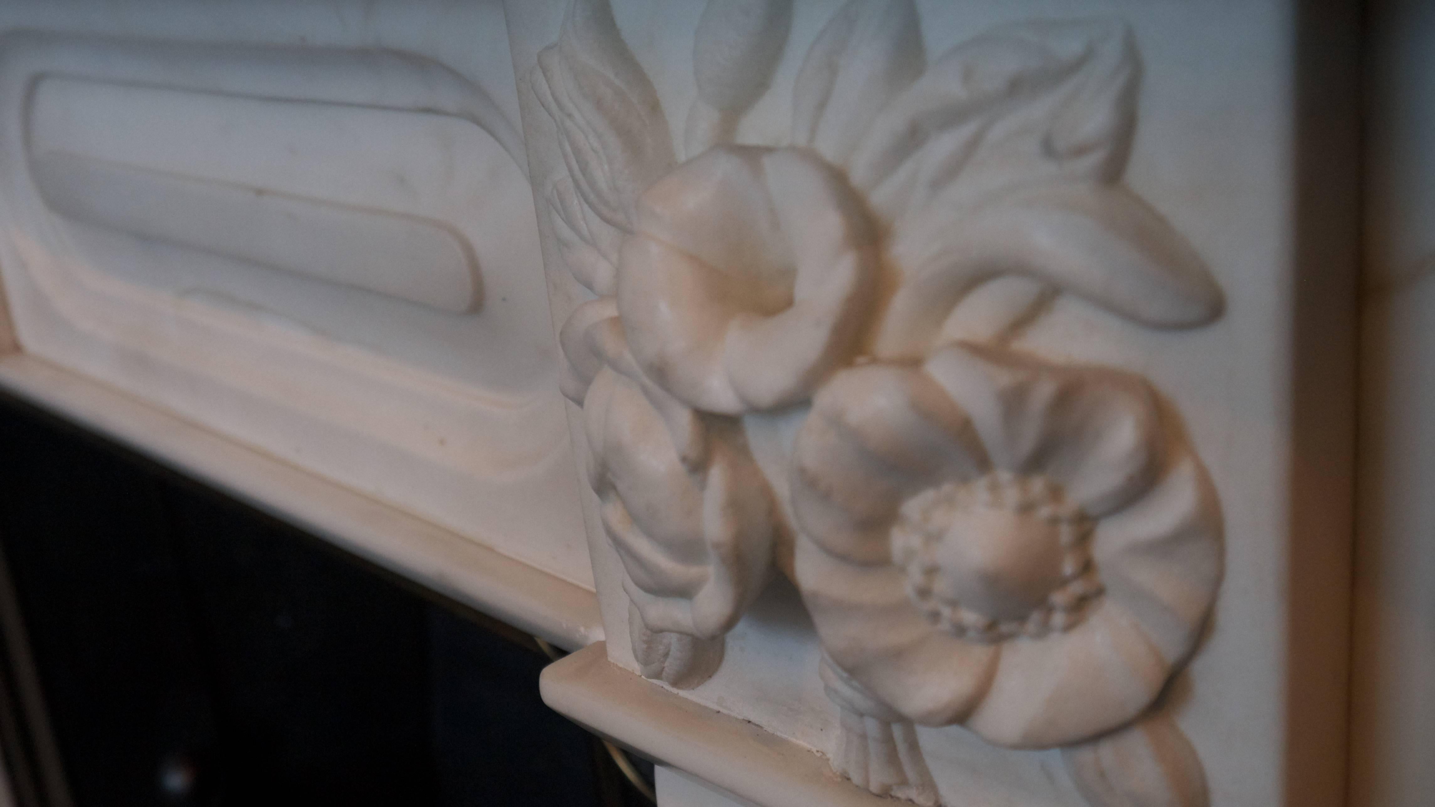 Antique Regency Statuary White Marble Fireplace For Sale 3