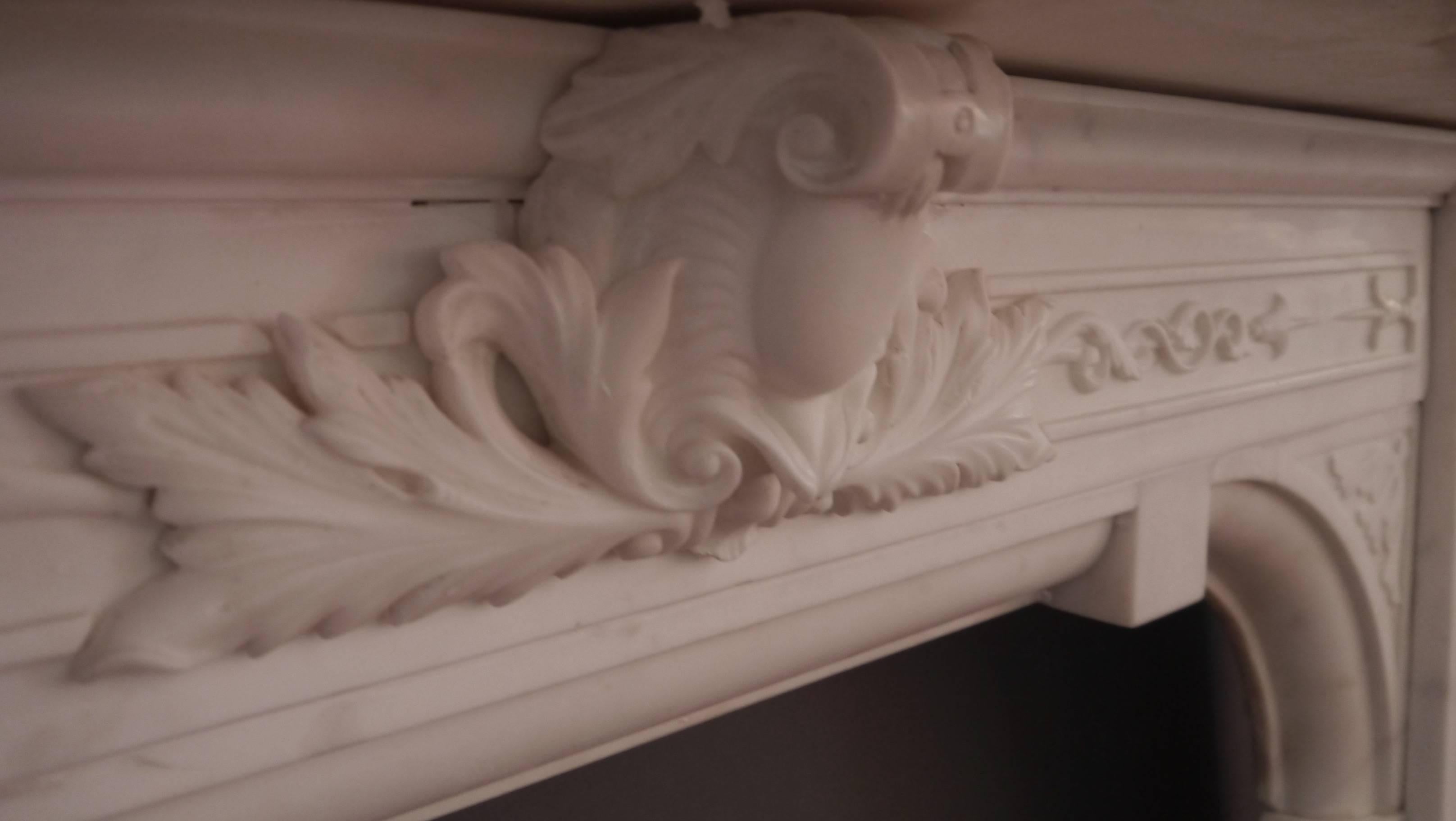 Antique Victorian Statuary White Marble Fireplace For Sale 1