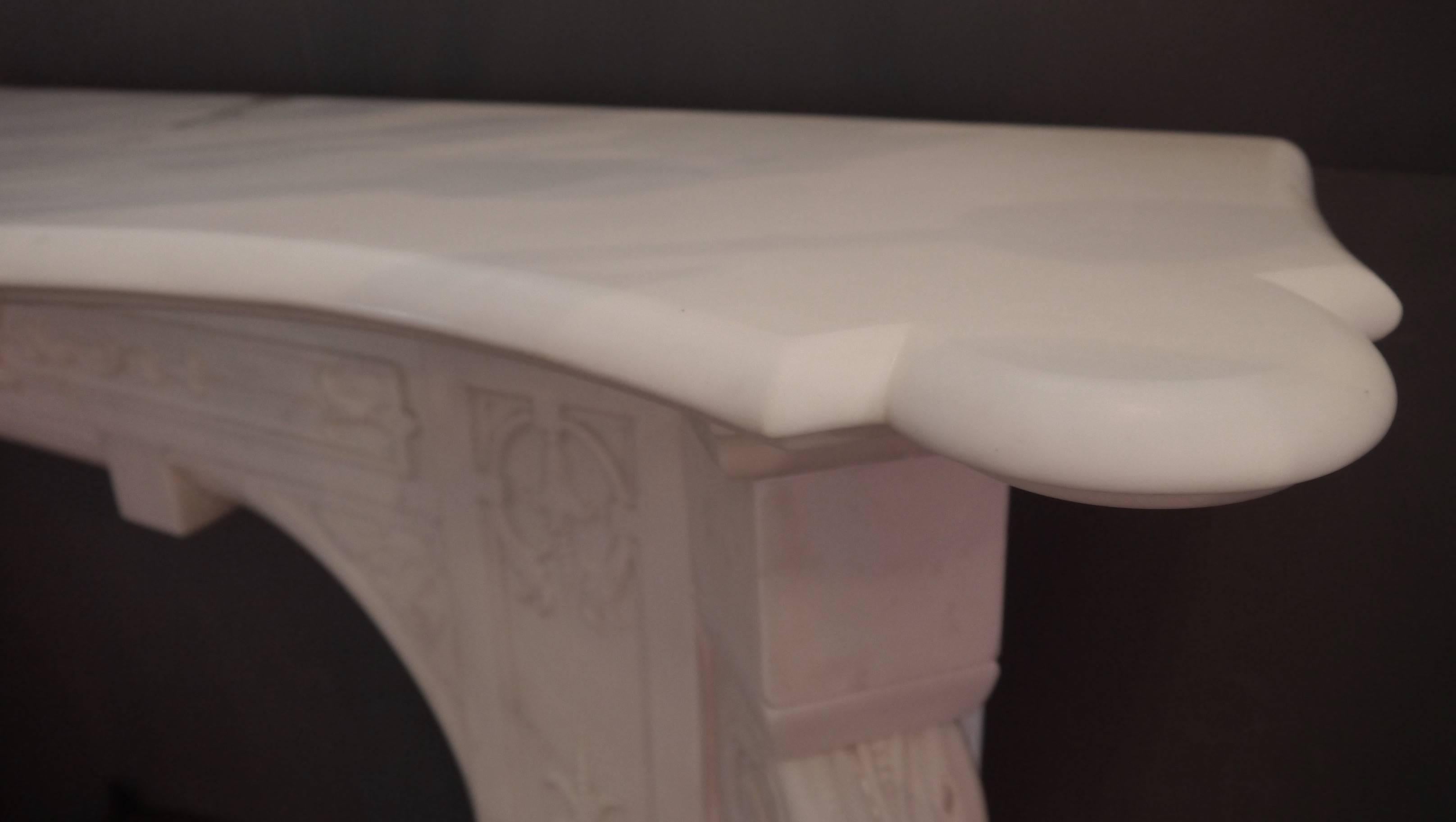 Antique Victorian Statuary White Marble Fireplace For Sale 2
