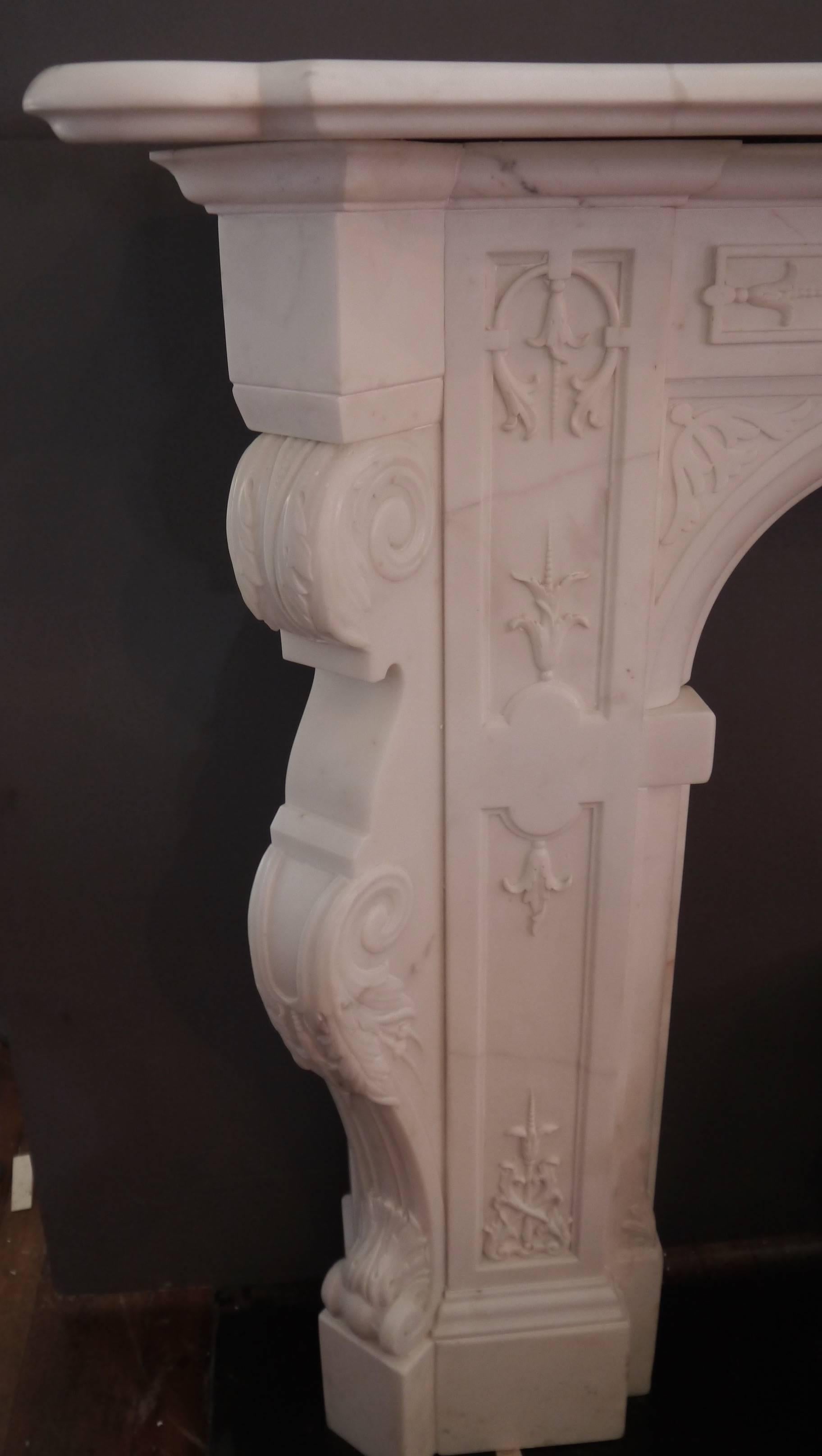Antique Victorian Statuary White Marble Fireplace For Sale 4