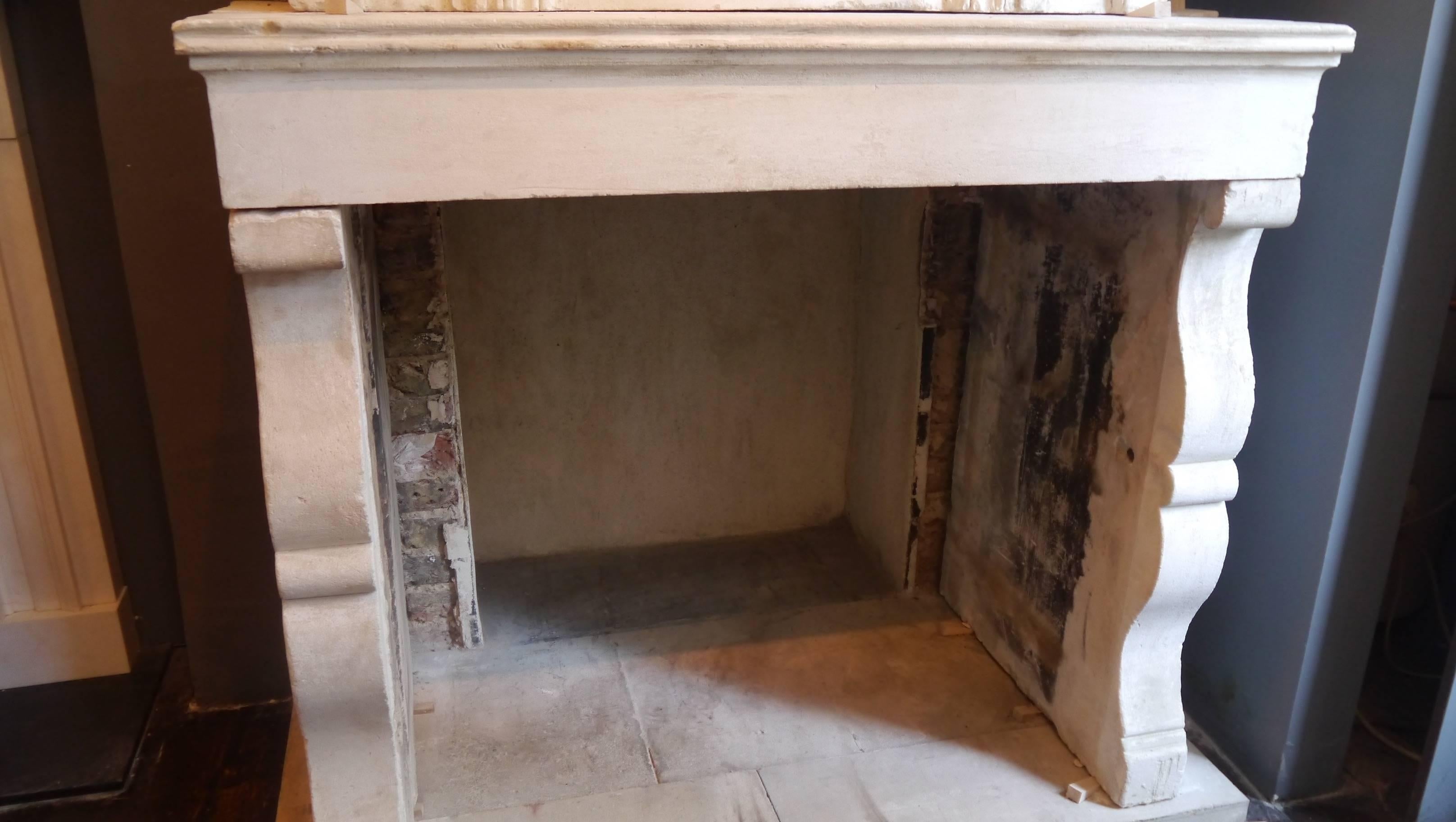 Antique 18th Century French Stone fireplace For Sale 1