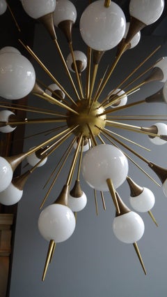 Modern Murano Glass and Brass sputnik Chandelier