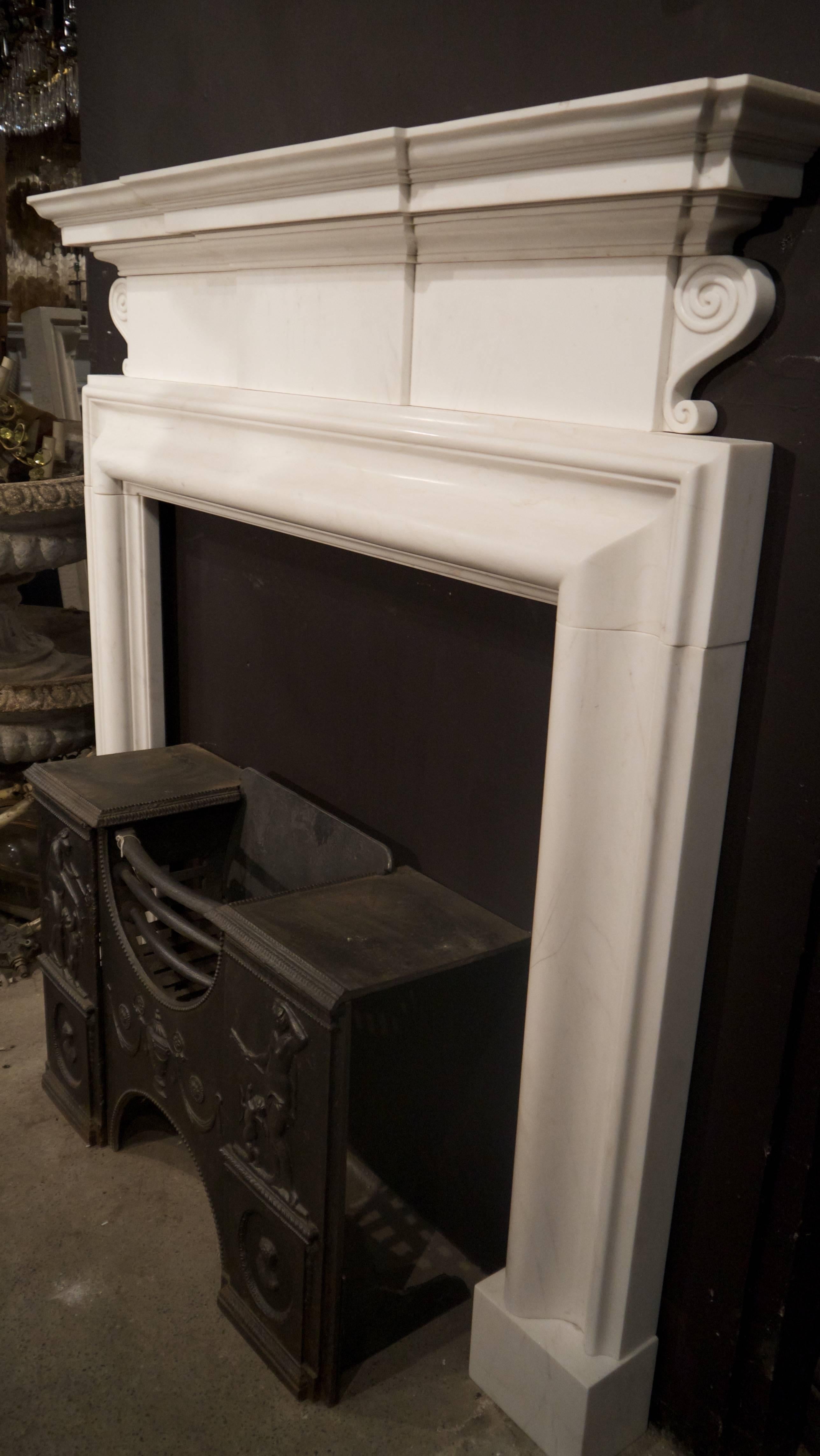 georgian white marble fireplace mantel