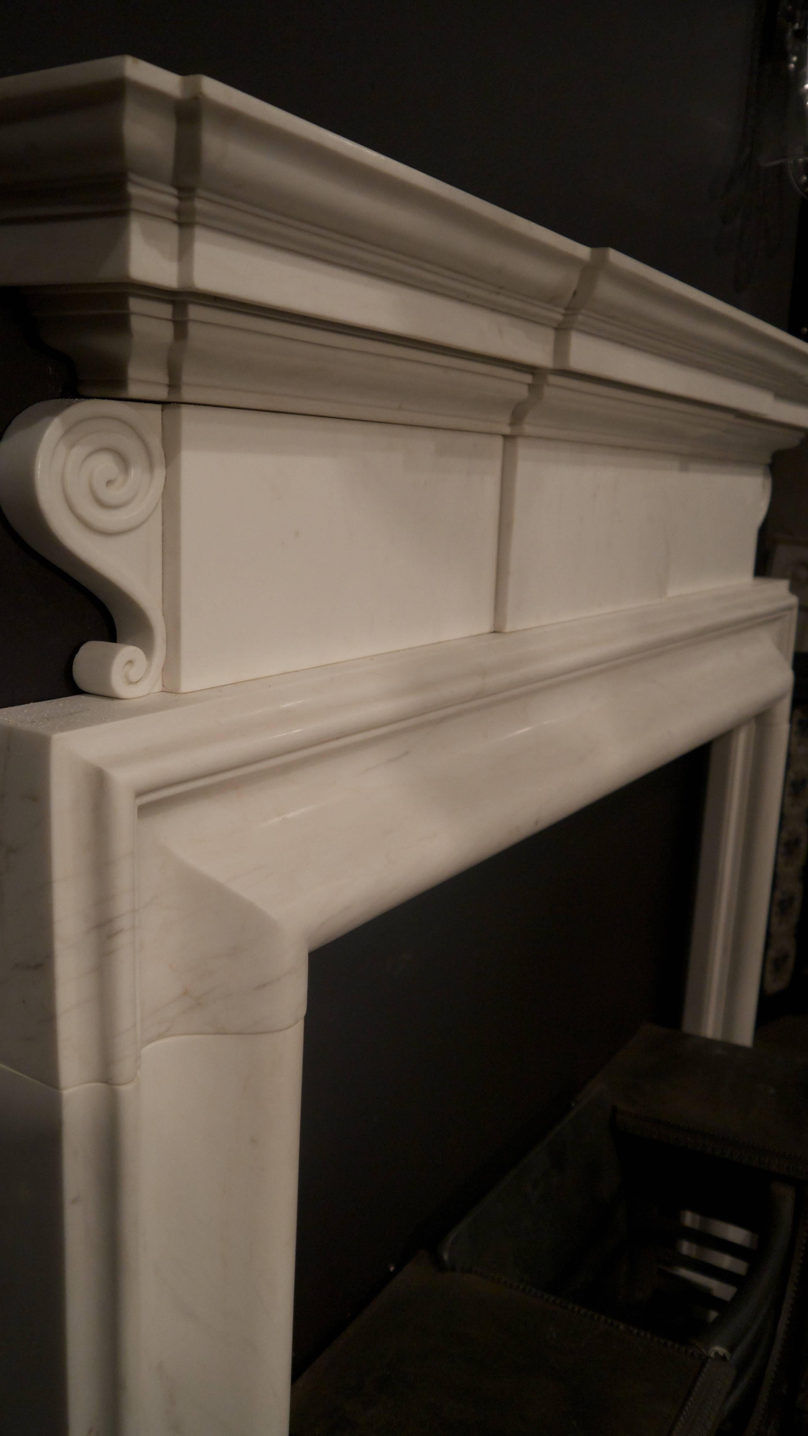 European Reproduction Georgian Style Statuary white marble fireplace mantel piece For Sale