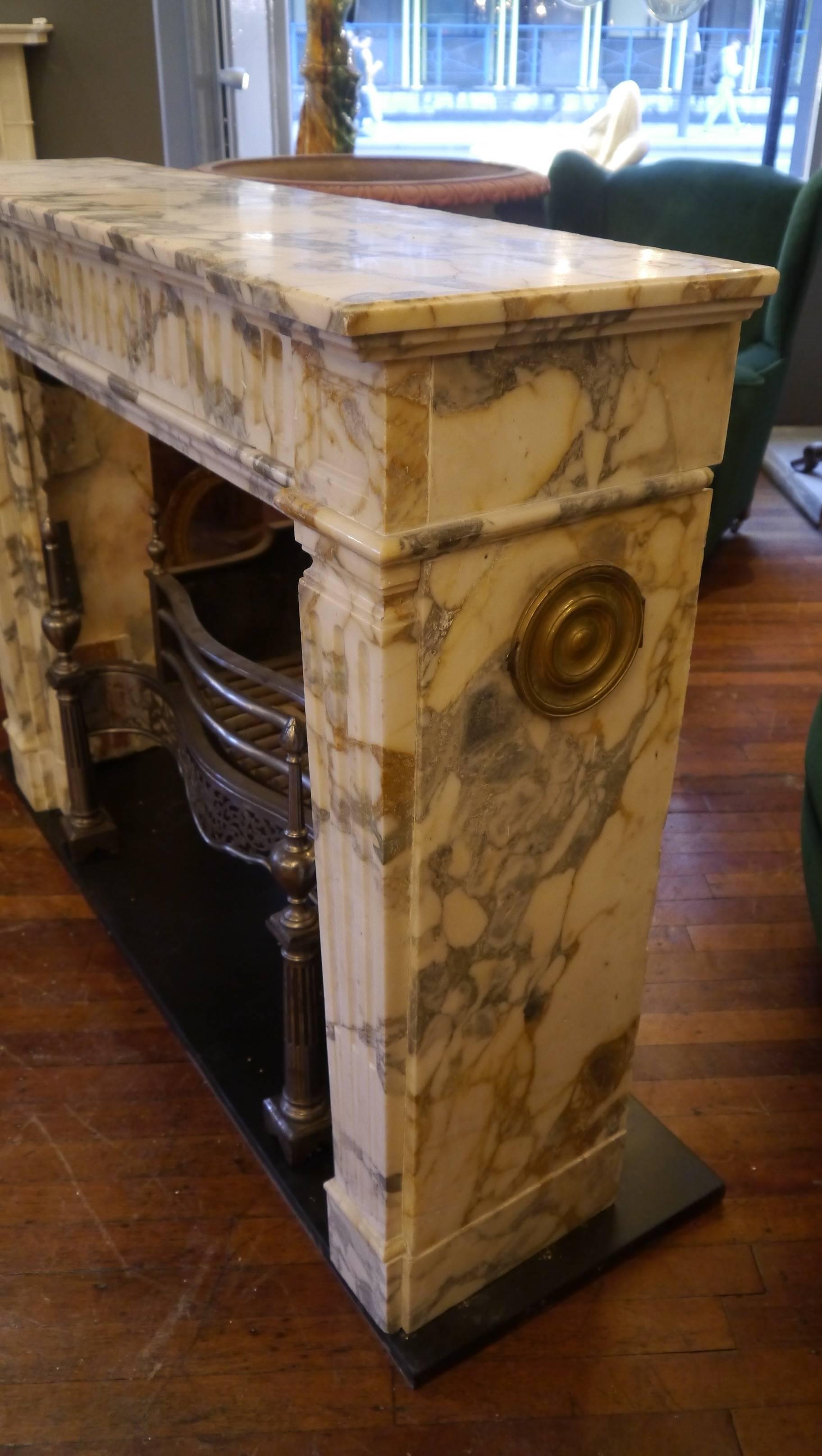 19th Century A antique French Louis XVI Breche Blanco Marble fireplace