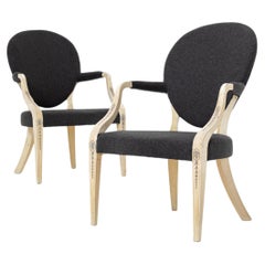 Pair of Mid-20th Century Upholstered Painted Armchairs in the Georgian Style