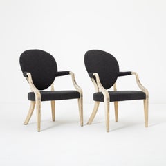 Pair of Mid-20th Century Upholstered Painted Armchairs in the Georgian Style