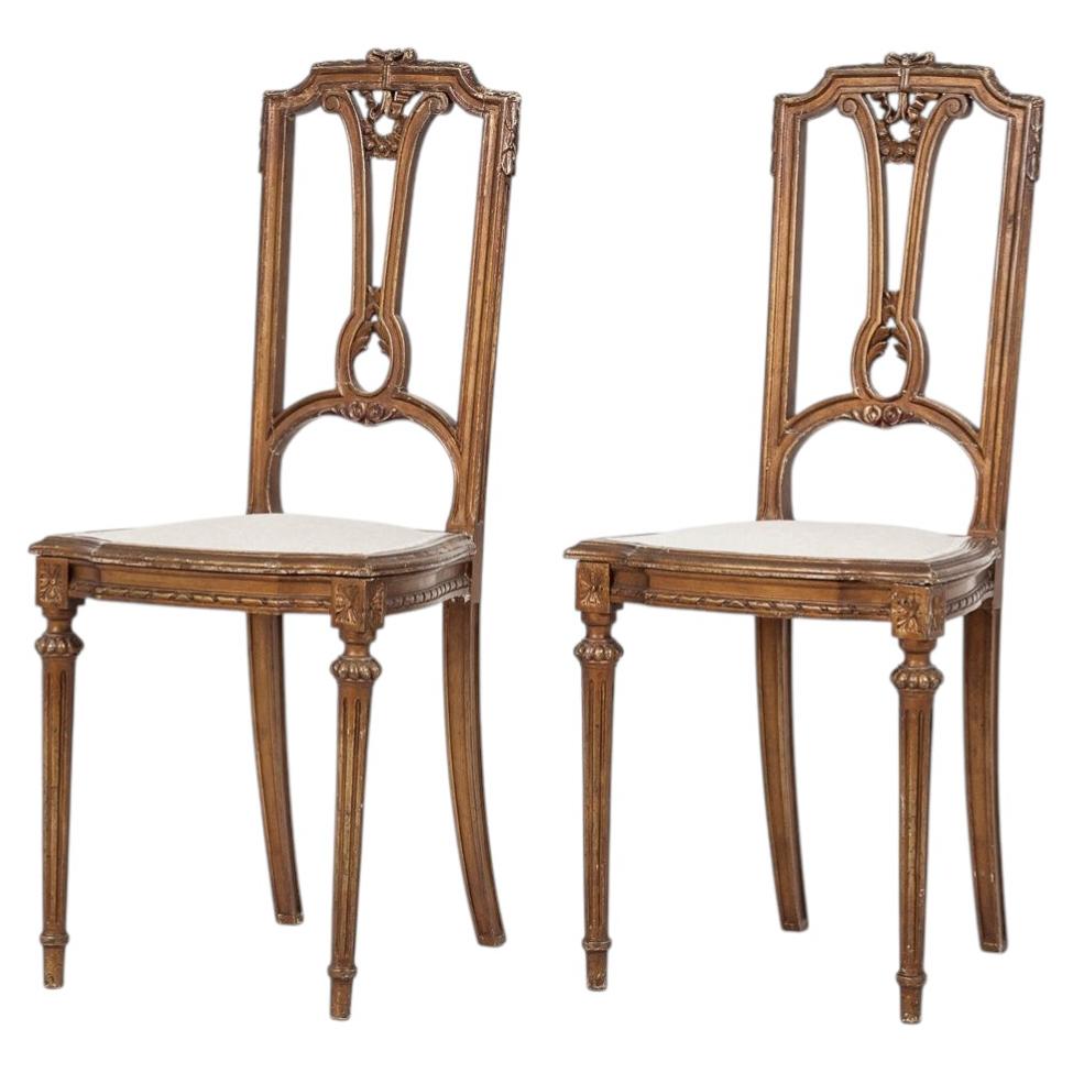 Pair of 19th Century Continental Gilt Side Chairs For Sale