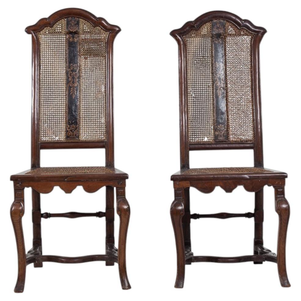 Pair of 18th Century Italian Walnut Side Chairs For Sale