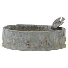 Victorian Lead Bird Bath Planter with Bas-Relief Frieze