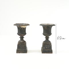 Pair of Late Victorian Cast Iron Urns, presenting a classic Campana silhouette