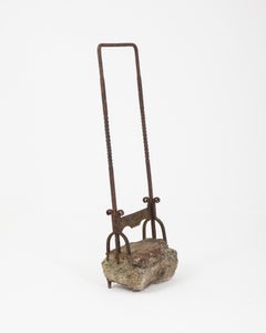 Victorian wrought Iron Boot Scraper, with twisted and stamped handle decoration