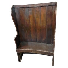 19th-Century French Provincial Oak Pub Settee Settle Bench