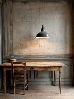 19th-century French Provincial farmhouse dining table with tapered legs