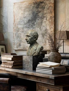Mid-Century Expressive Bronze Portrait Bust of a Gentleman with Verde Patina