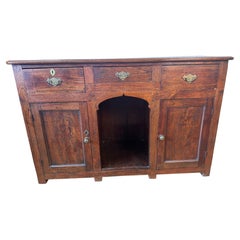 19th C English Oak Dresser Base/Server with kennel for dog