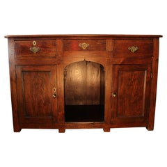 19th C English Oak Dresser Base/Server with kennel for dog